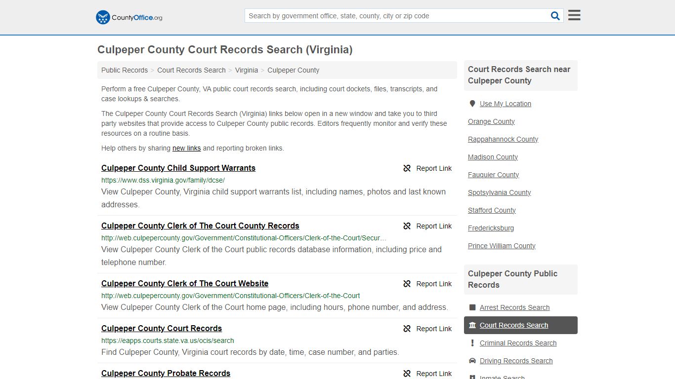 Culpeper County Court Records Search (Virginia) - County Office