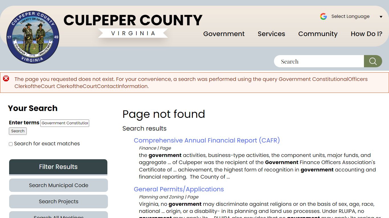 Clerk of the Court Contact Information - Culpeper County, Virginia